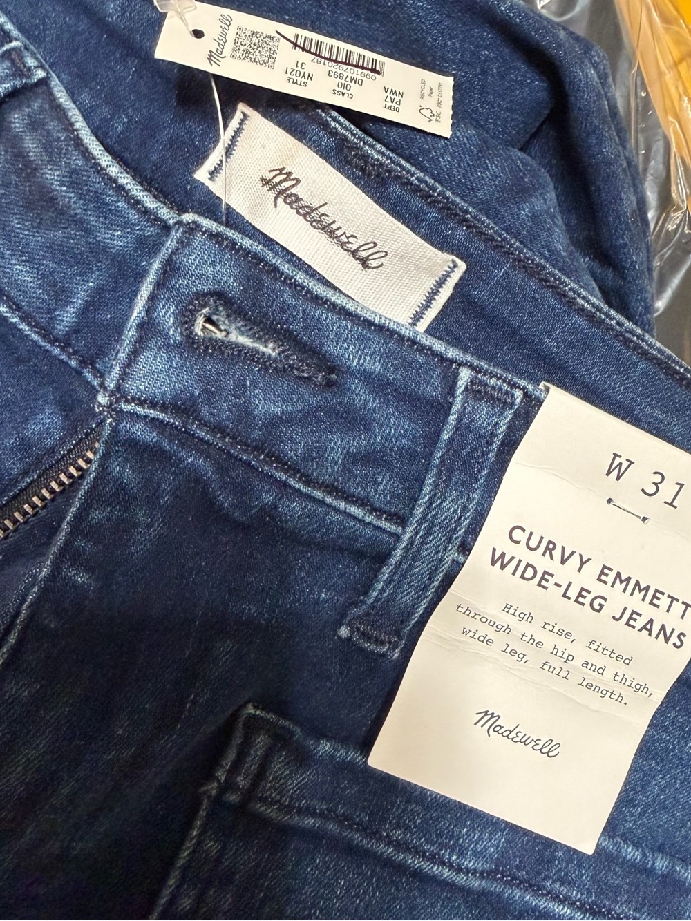 Madewell Curvy Emmett Wide-Leg Jeans - Indigo Blue
